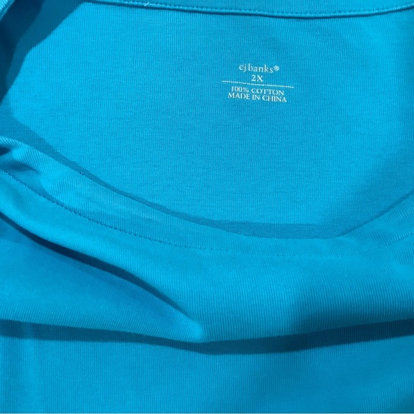CJ Banks Teal Knit Top, 2X, 3/4 Sleeve - Picture 9 of 9